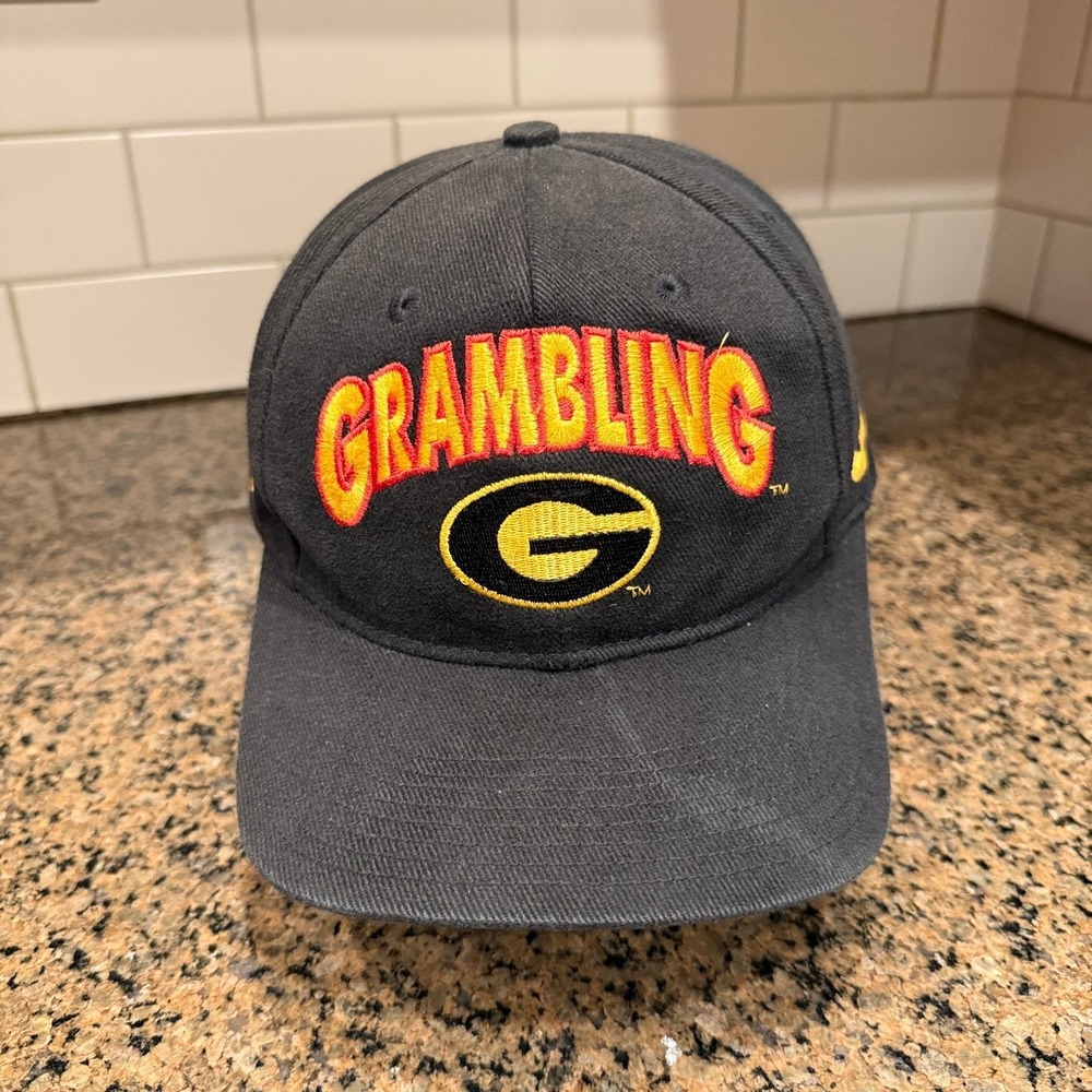 Vtg Grambling Tigers Hat Nike Snapback Black Yellow Cotton